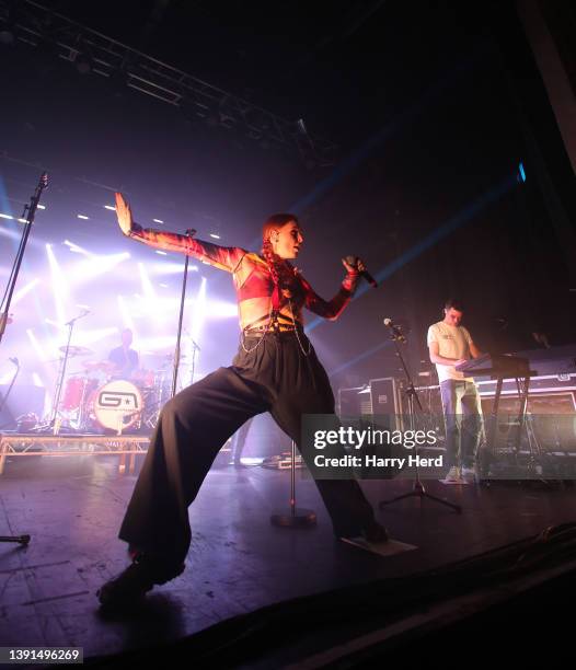 Saint Saviour and Tom Findlay of Groove Armada perform at a sold out O2 Academy Bournemouth on April 14, 2022 in Bournemouth, England.