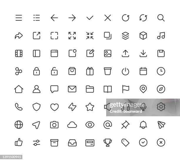 bildbanksillustrationer, clip art samt tecknat material och ikoner med user interface line icons editable stroke - grafiskt användargränssnitt