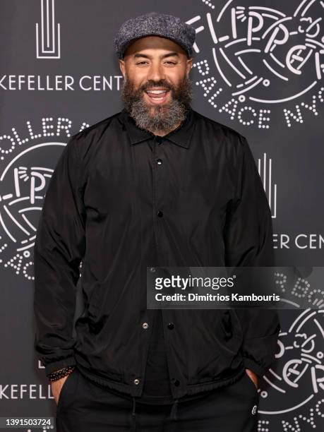 Ebro attends the Flipper's Roller Boogie Palace NYC Opening at Rockefeller Center on April 14, 2022 in New York City.