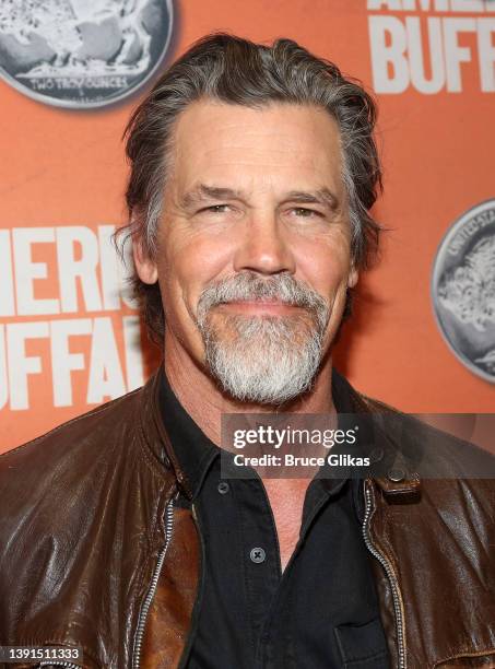 Josh Brolin poses at the opening night of "American Buffalo" on Broadway at The Circle in the Square Theatre on April 14, 2022 in New York City.