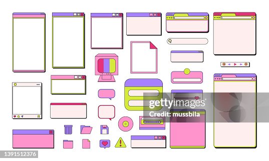 Retro User Interface Tabs Computer Vintage Vaporwave Desktop Of Website ...
