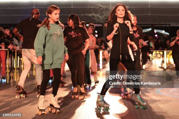 Bryn Hoppy and Bethenny Frankel attend the Flipper's Roller Boogie Palace NYC Opening at Rockefeller Center on April 14, 2022 in New York City.