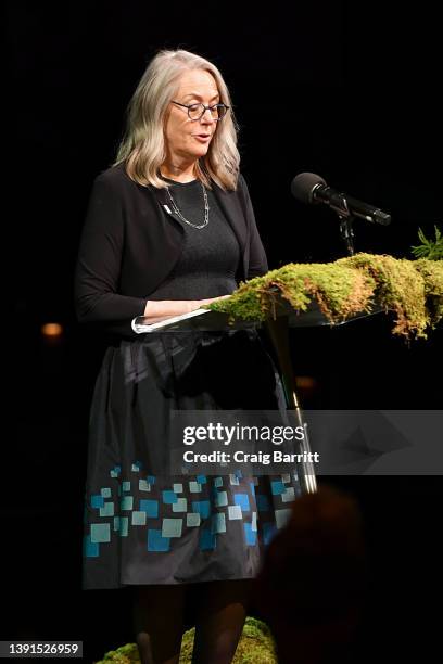 Diane Max speaks onstage during the BAM Gala 2022 celebrating Cyrano de Bergerac Opening Night and honoring Edgar & Robin Lampert at BAM Harvey...