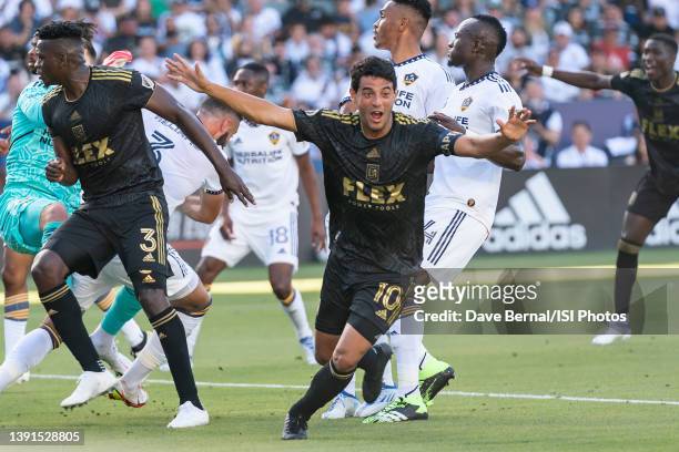 Carlos Vela of Los Angeles FC during a game between Los Angeles FC and Los Angeles Galaxy at Dignity Health Sports Park on April 9, 2022 in Carson,...
