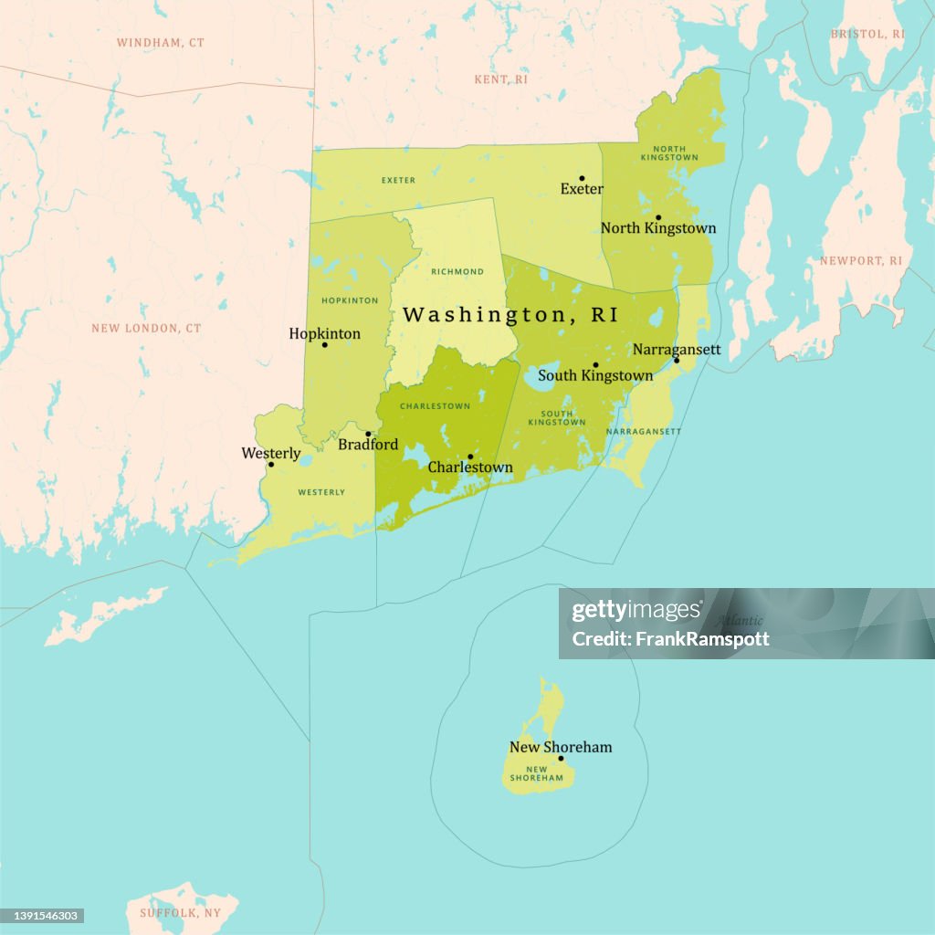 RI Washington Mappa vettoriale Verde