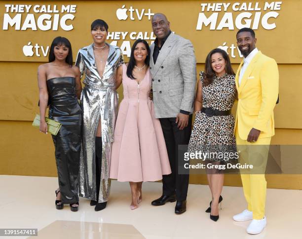 Attends the Los Angeles Premiere Of Apple's "They Call Me Magic" at Regency Village Theatre on April 14, 2022 in Los Angeles, California.
