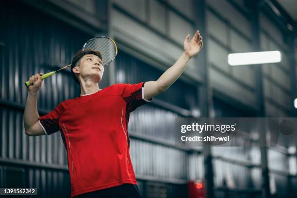 taiwanese badminton players warm up exercise practicing in badminton court endurance training - badminton stock pictures, royalty-free photos & images