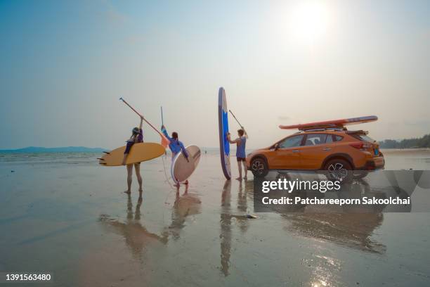 summer group - surf board foto e immagini stock