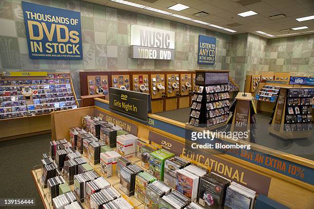 S and CD's are displayed for sale at a Barnes & Noble Inc. Store in Emeryville, California, U.S., on Thursday, Feb. 16, 2012. Barnes & Noble Inc. Is...