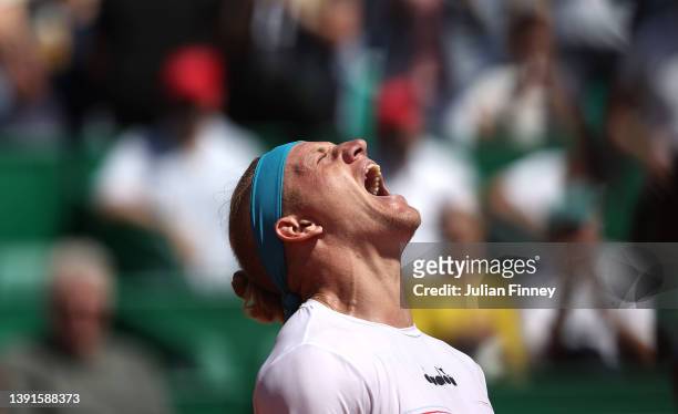 Alejandro Davidovich Fokina of Spain celebrates defeating Taylor Fritz of USA in the quarter finals during day six of the Rolex Monte-Carlo Masters...