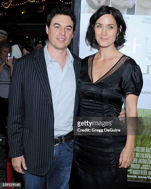 Carrie-Anne Moss and husband Steven Roy arrive at the Los Angeles Premiere of "Fireflies In The Garden" at the Pacific Theatre at The Grove on...