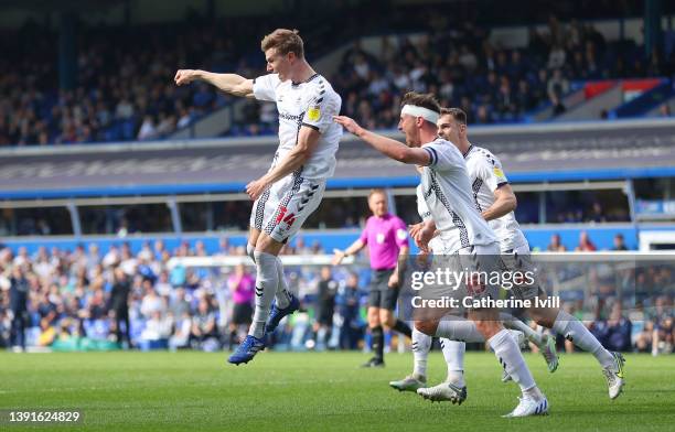 Ben Sheaf of Coventry City celebrates after scoring their team's second goal during the Sky Bet Championship match between Birmingham City and...