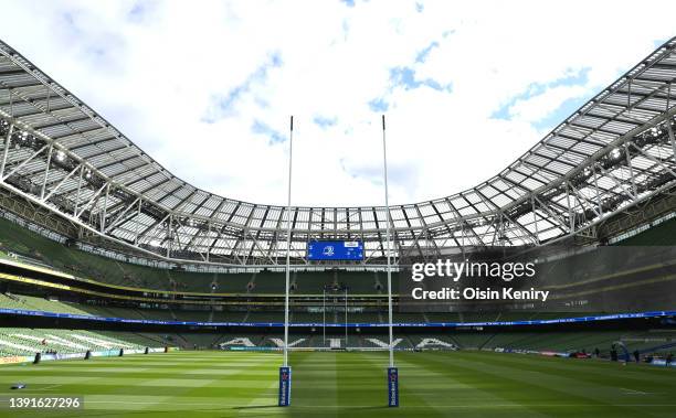 General view inside the stadium prior to the Heineken Champions Cup Round of 16 Leg Two match between Leinster Rugby and Connacht Rugby at Aviva...