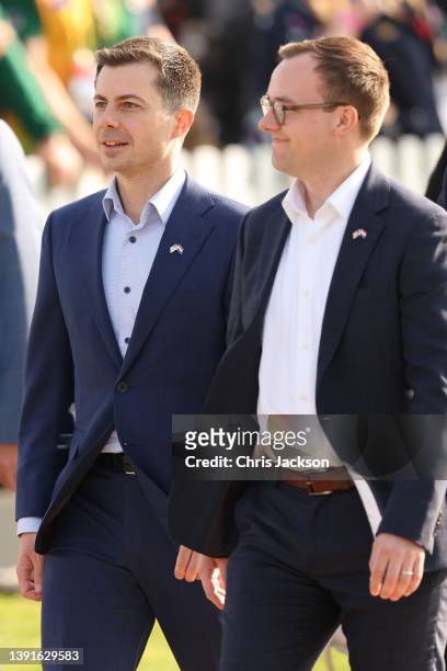 United States Secretary of Transportation Pete Buttigieg and Chasten Buttigieg attend a reception ahead of the start of the Invictus Games The Hague...