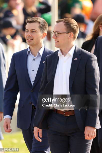 United States Secretary of Transportation Pete Buttigieg and Chasten Buttigieg attend a reception ahead of the start of the Invictus Games The Hague...