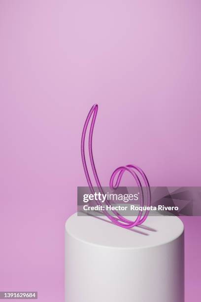 number 6 on white podium and pink background, 3d rendered image - hand drawn number 6 stock pictures, royalty-free photos & images