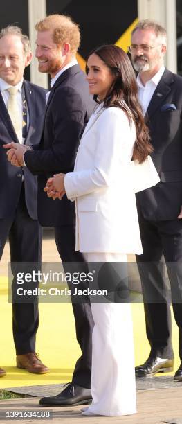 Prince Harry, Duke of Sussex and Meghan, Duchess of Sussex attend a reception ahead of the start of the Invictus Games The Hague 2020 on April 15,...