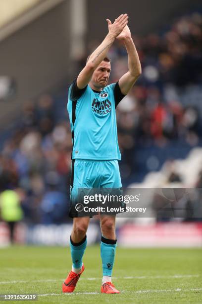 Jed Wallace of Millwall applauds fans after their sides draw during the Sky Bet Championship match between Preston North End and Millwall at Deepdale...