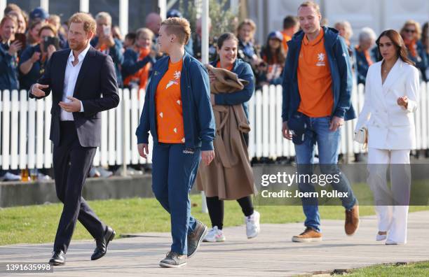 Prince Harry of England and Meghan, Duchess of Sussex attends a reception ahead of the start of the Invictus Games The Hague 2020 on April 15, 2022...