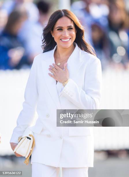 Meghan, Duchess of Sussex attends a reception for friends and family of competitors of the Invictus Games at Nations Home at Zuiderpark on April 15,...