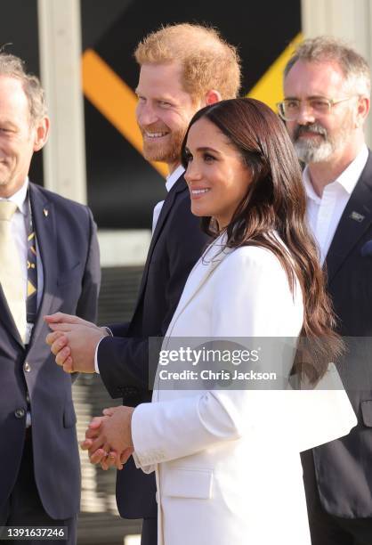 Prince Harry, Duke of Sussex and Meghan, Duchess of Sussex attend a reception ahead of the start of the Invictus Games The Hague 2020 on April 15,...