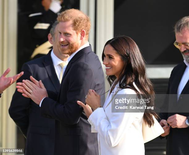 Prince Harry, Duke of Sussex and Meghan, Duchess of Sussex attend the Invictus Games Friends and Family reception at Zuiderpark on April 15, 2022 in...