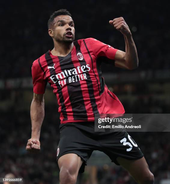 Junior Messias of AC Milan celebrates after scoring the second goal of his team during the Serie A match between AC Milan and Genoa CFC at Stadio...