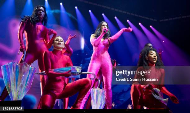 Dua Lipa performs live as part of her Future Nostalia Tour at AO Arena on April 15, 2022 in Manchester, England.