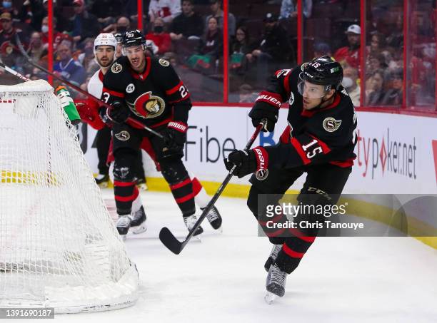 Michael Del Zotto of the Ottawa Senators skates against the Detroit Red Wings at Canadian Tire Centre on April 03, 2022 in Ottawa, Ontario.