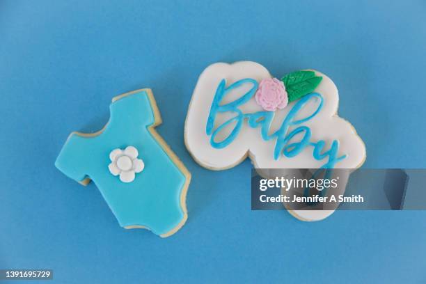 baby shower cookies - babyshower stock-fotos und bilder