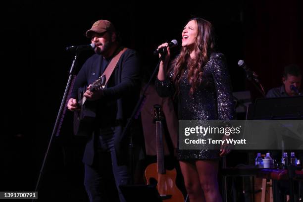Rodney Atkins and Rose Falcon perform during the Rod + Rose tour at the City Winery Nashville on April 15, 2022 in Nashville, Tennessee.