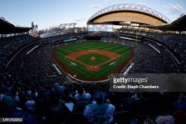 General view at T-Mobile Park is seen during the gmae between the Seattle Mariners and the Houston Astros on April 15, 2022 in Seattle, Washington....