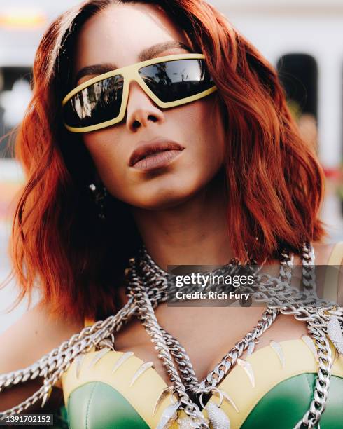 Anitta poses backstage during the 2022 Coachella Valley Music And Arts Festival on April 15, 2022 in Indio, California.