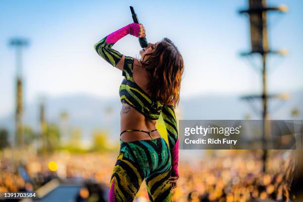 Anitta performs onstage at the Coachella Stage during the 2022 Coachella Valley Music And Arts Festival on April 15, 2022 in Indio, California.
