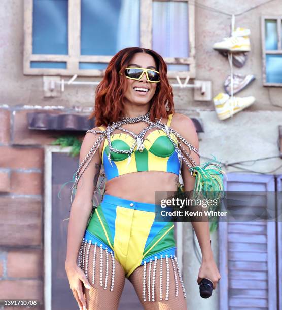 Anitta performs onstage at the Coachella Stage during the 2022 Coachella Valley Music And Arts Festival on April 15, 2022 in Indio, California.