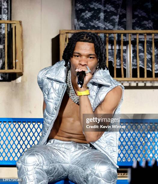 Lil Baby performs onstage at the Coachella Stage during the 2022 Coachella Valley Music And Arts Festival on April 15, 2022 in Indio, California.