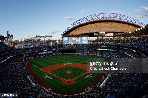 General view during the game between the Seattle Mariners and the Houston Astros at T-Mobile Park on April 15, 2022 in Seattle, Washington. All...