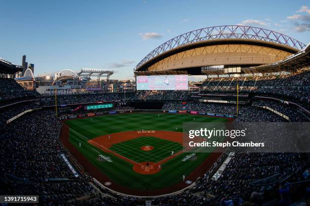 General view during the game between the Seattle Mariners and the Houston Astros at T-Mobile Park on April 15, 2022 in Seattle, Washington. All...