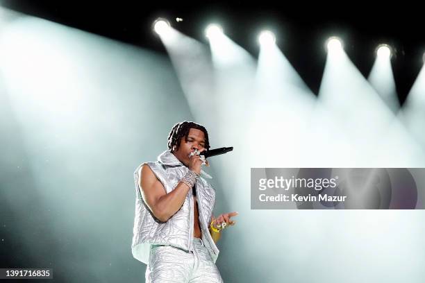 Lil Baby performs onstage at the Coachella Stage during the 2022 Coachella Valley Music And Arts Festival on April 15, 2022 in Indio, California.