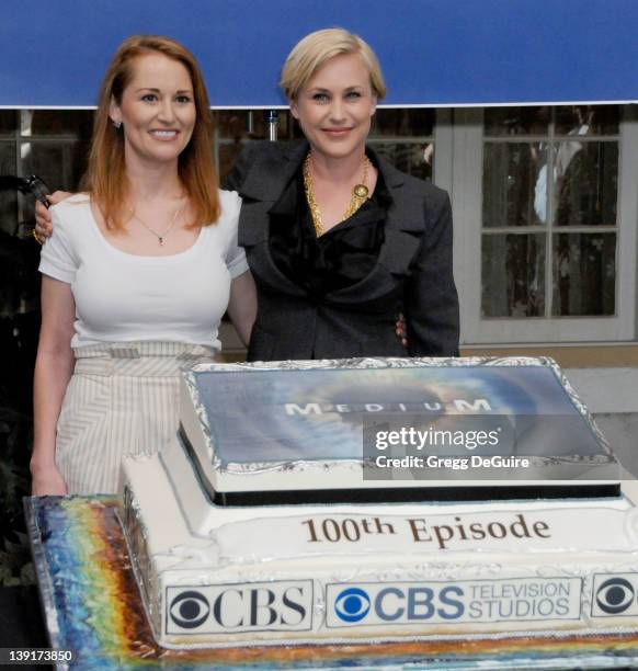 Allison DuBois and Patricia Arquette celebrate the 100th Episode of "Medium" at Raleigh Studios in Manhattan Beach, California on August 27, 2009.