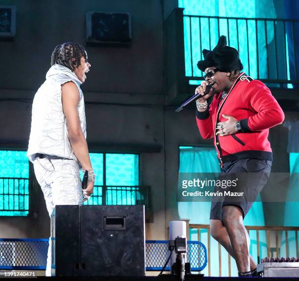 Lil Baby and Gunna perform onstage at the Coachella Stage during the 2022 Coachella Valley Music And Arts Festival on April 15, 2022 in Indio,...