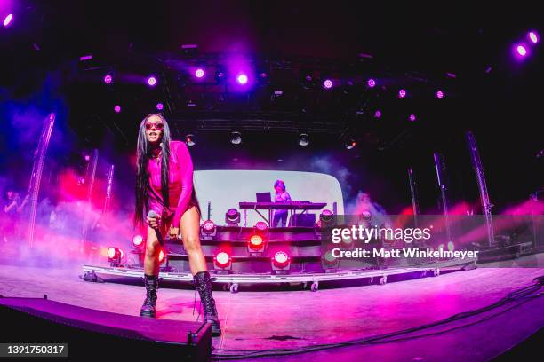 TOKiMONSTA and Tinashe perform onstage at the Gobi Tent during 2022 Coachella Valley Music and Arts Festival weekend 1 day 1 on April 15, 2022 in...