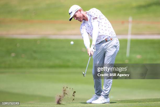 Andrew Dodt of Australia plays a shot on the 9th hole during the fourth and final round of the Trust Golf Asian Mixed Stableford Challenge at Siam...