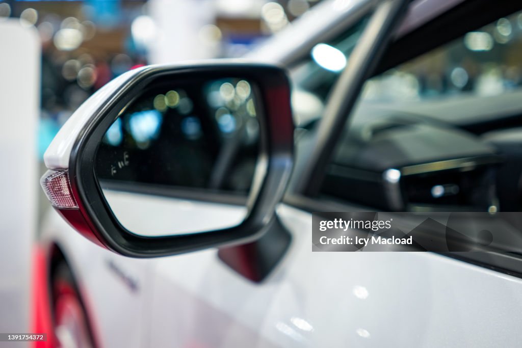 Side shot of a car - showing the driver's side door and its mirror