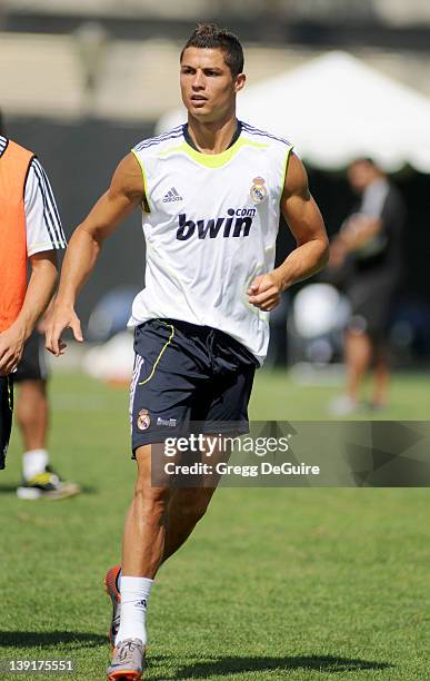 August 2: Cristiano Ronaldo training with Real Madrid FC during their preseason tour in the U.S. At UCLA on August 2, 2010 in Westwood, California.