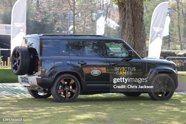 Land Rover Defender 110 is on display during the Jaguar Land Rover Driving Challenge on day one of the Invictus Games The Hague 2020 at Zuiderpark on...