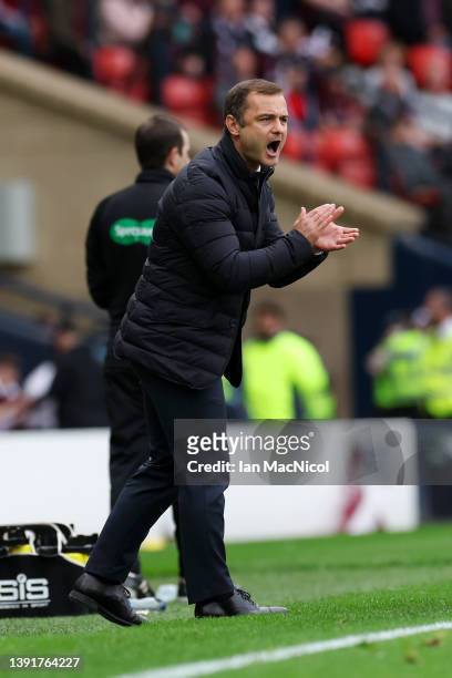 Shaun Maloney, Manager of Hibernian FC reacts during the Scottish Cup Semi Final match between Heart Of Midlothian FC and Hibernian FC at Hampden...