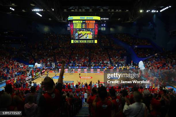 General view of RAC Arena during the round 20 NBL match between Perth Wildcats and Cairns Taipans at RAC Arena on April 16 in Perth, Australia.