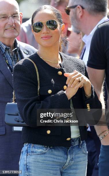 Meghan, Duchess of Sussex is seen during the Jaguar Land Rover Driving Challenge on day one of the Invictus Games The Hague 2020 at Zuiderpark on...