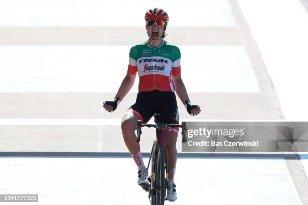 Elisa Longo Borghini of Italy and Team Trek - Segafredo celebrates winning in the Roubaix Velodrome - Vélodrome André Pétrieux during the 2nd...